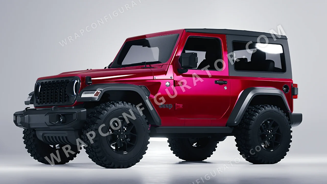 Red Jeep Wrangler Willys 2024 wrapped in Colourshield PPF by HyperPro Strawberry Red HGF48-P