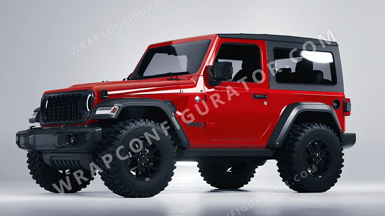 Red Jeep Wrangler Willys 2024 wrapped in Colourshield PPF by HyperPro Tomato Red HGF71-P