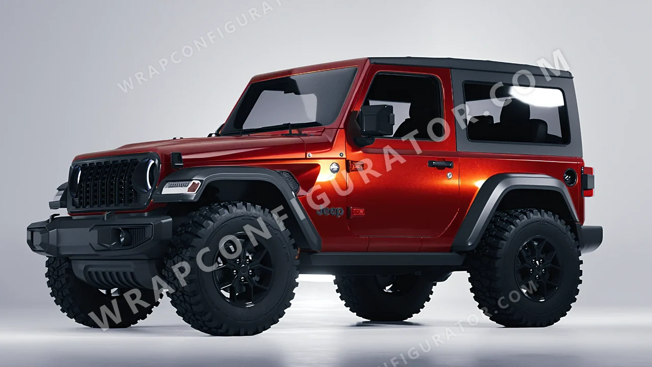 Red Jeep Wrangler Willys 2024 wrapped in Inozetek Dynamic PPF Dragons Blood Red DPPF711