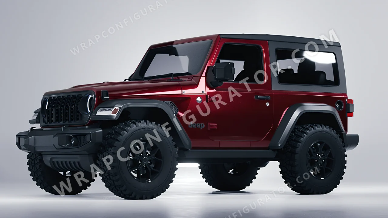 Red Jeep Wrangler Willys 2024 wrapped in Inozetek Dynamic PPF Velvet Red DPPF945
