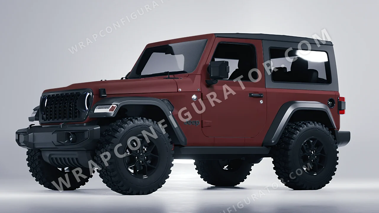 Red Jeep Wrangler Willys 2024 wrapped in KPMF Absolute Matt Mythos Red K75801