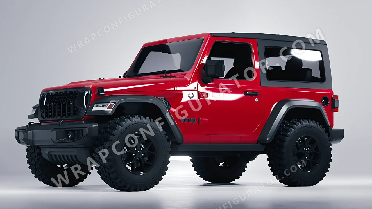 Red Jeep Wrangler Willys 2024 wrapped in ORACAL Cargo Red 970RA-882G