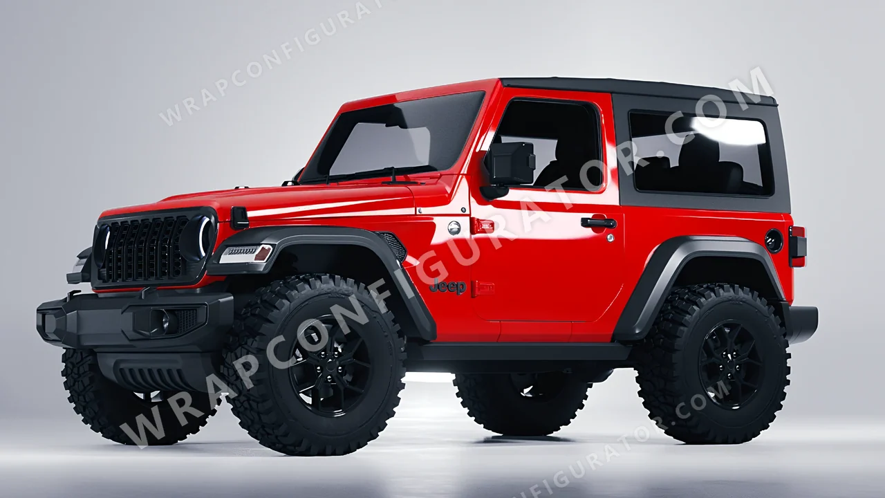 Red Jeep Wrangler Willys 2024 wrapped in ORACAL Light Red 970RA-032G