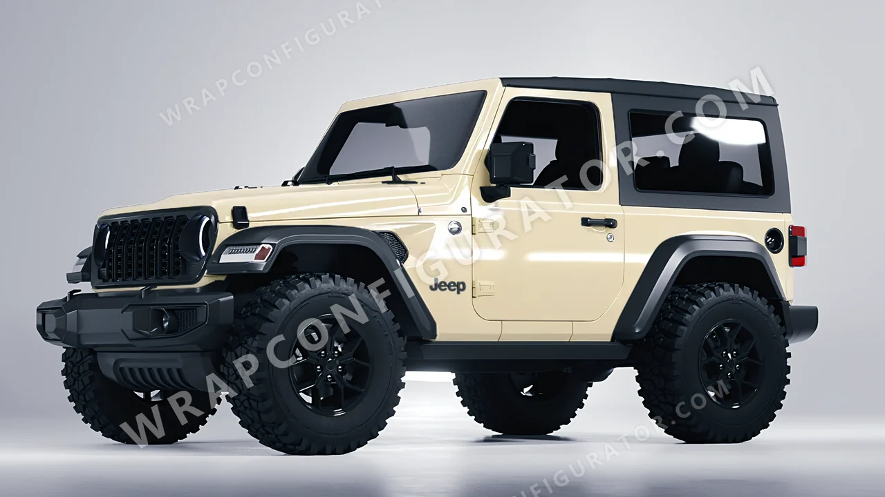 White Jeep Wrangler Willys 2024 wrapped in 3M Gloss Light Ivory G79