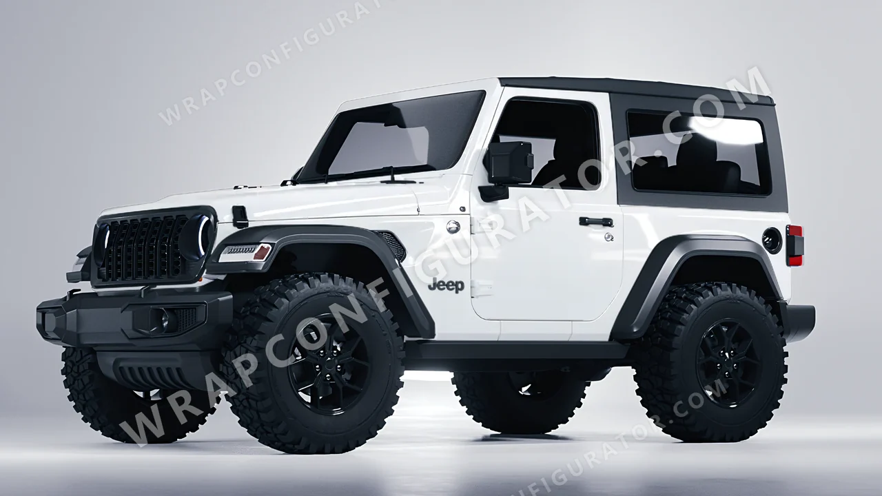 White Jeep Wrangler Willys 2024 wrapped in 3M Gloss White Aluminum G120