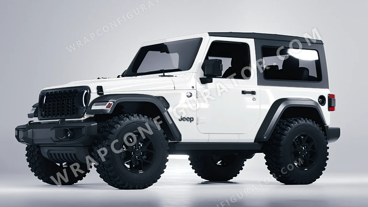 White Jeep Wrangler Willys 2024 wrapped in 3M Gloss White G10