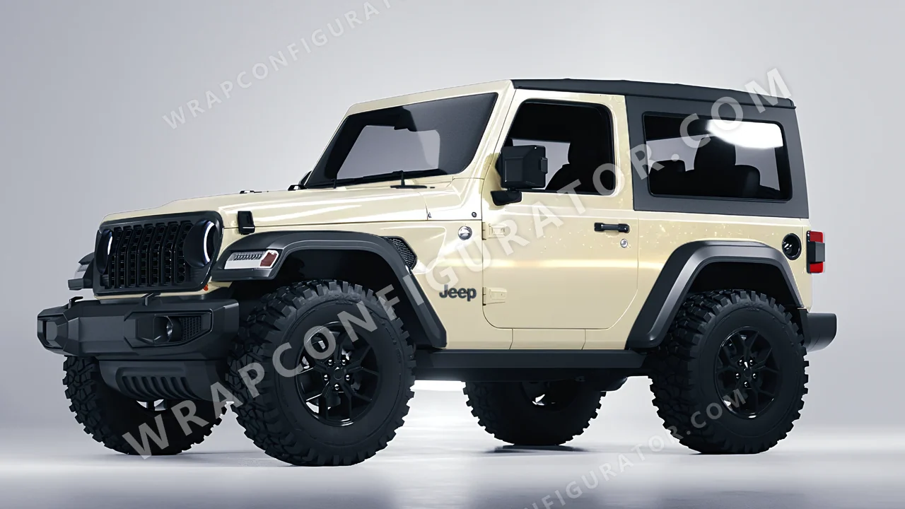 White Jeep Wrangler Willys 2024 wrapped in 3M Gloss White Gold Sparkle GP240