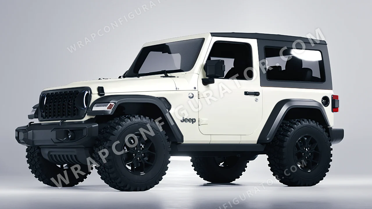 White Jeep Wrangler Willys 2024 wrapped in 3M Satin Pearl White SP10
