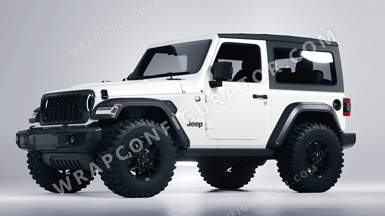 White Jeep Wrangler Willys 2024 wrapped in 3M Satin White S10