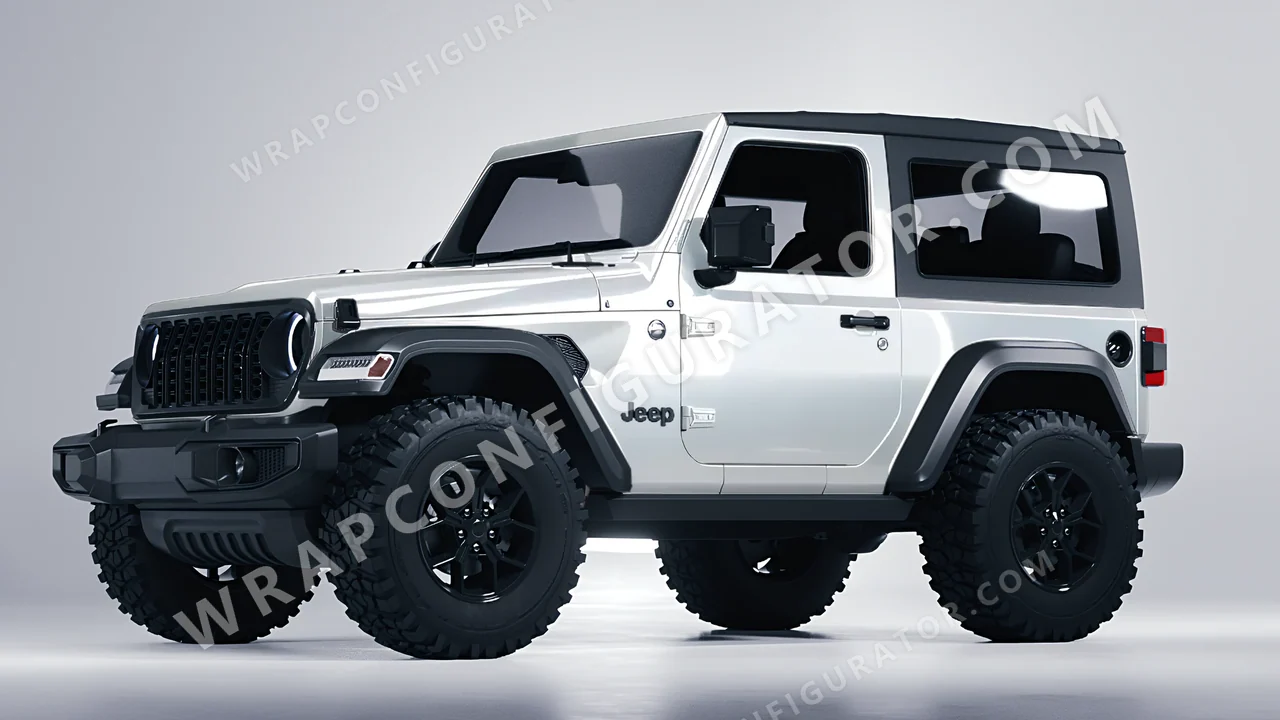 White Jeep Wrangler Willys 2024 wrapped in 3M White Aluminum HG120