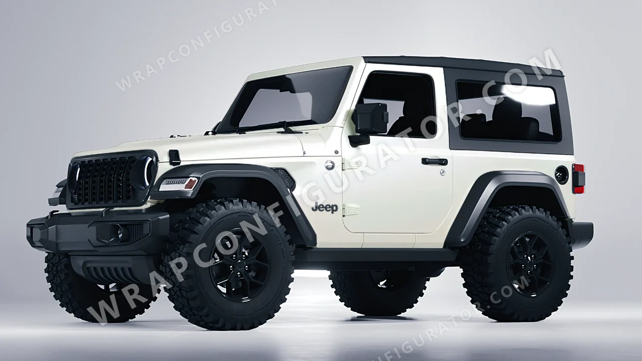 White Jeep Wrangler Willys 2024 wrapped in Avery Dennison Satin White Pearl SW900-117-S