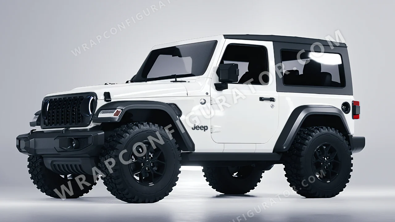 White Jeep Wrangler Willys 2024 wrapped in Avery Dennison White SW900-101-O