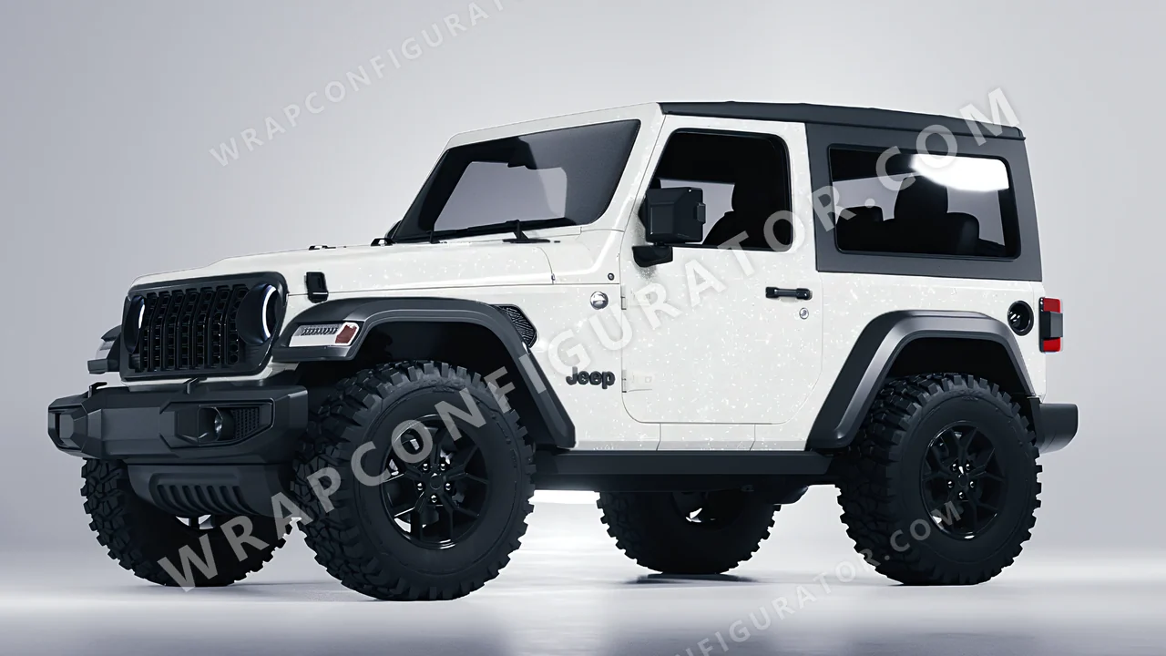 White Jeep Wrangler Willys 2024 wrapped in Avery Dennison White SW900-161-D