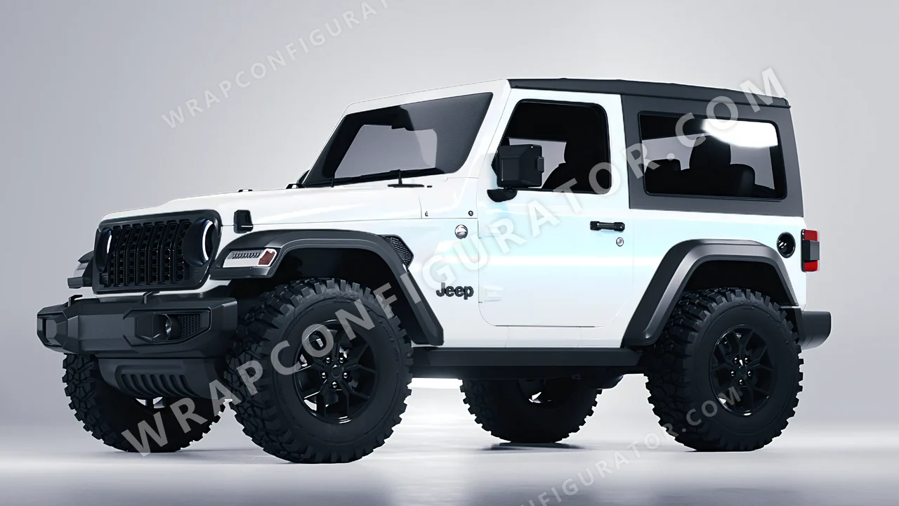 White Jeep Wrangler Willys 2024 wrapped in Colourshield PPF by HyperPro White/Blue SF007G-P