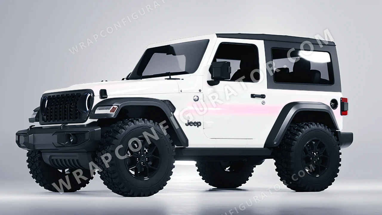 White Jeep Wrangler Willys 2024 wrapped in Colourshield PPF by HyperPro White/Pink SF001G-P