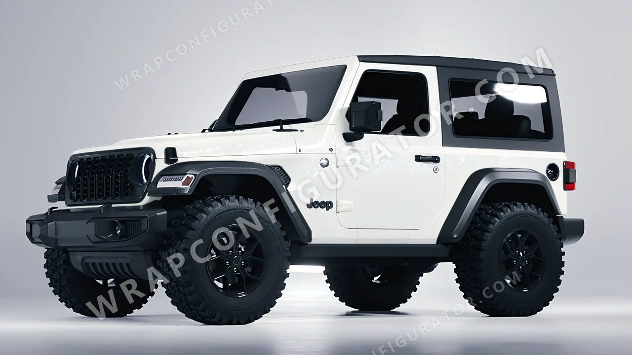 White Jeep Wrangler Willys 2024 wrapped in Inozetek Dynamic PPF Moon White DPPF903