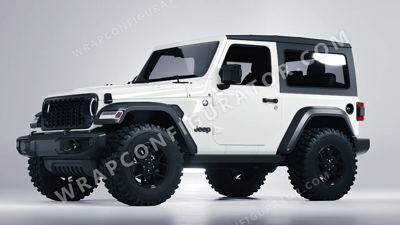 White Jeep Wrangler Willys 2024 wrapped in KPMF Chalk White K75411