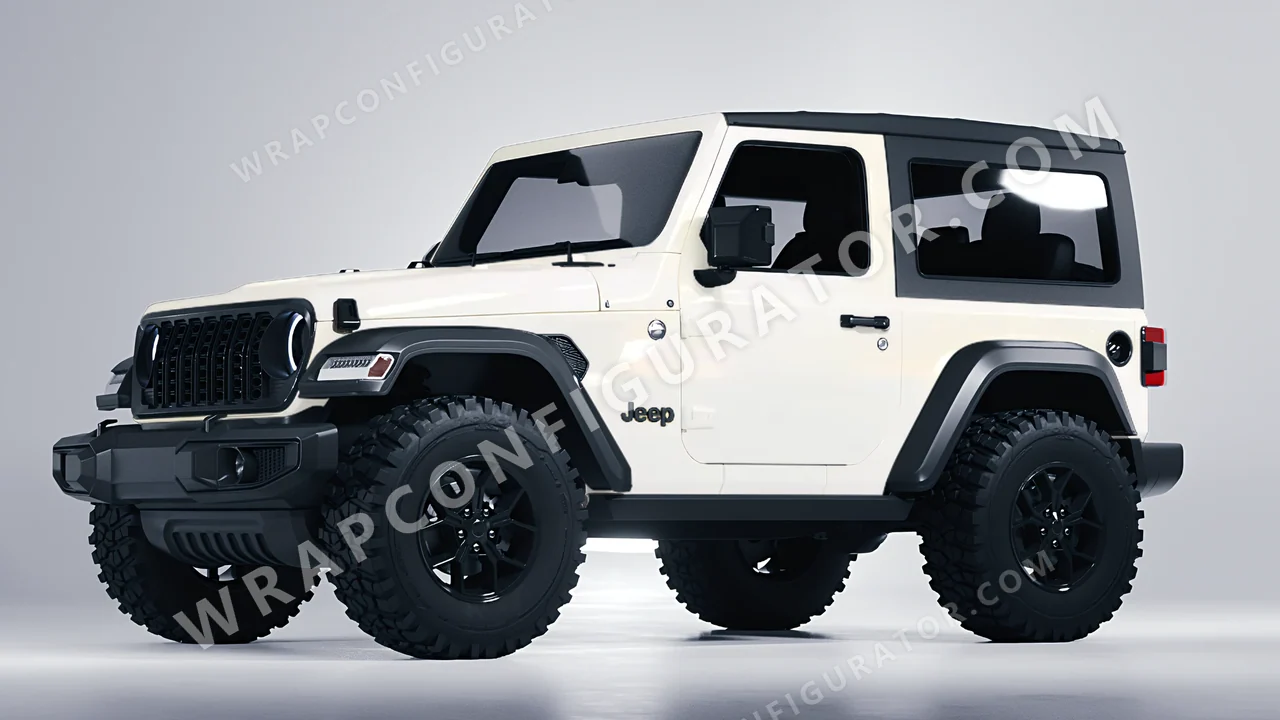 White Jeep Wrangler Willys 2024 wrapped in KPMF Matt Gold White Starlight K75572