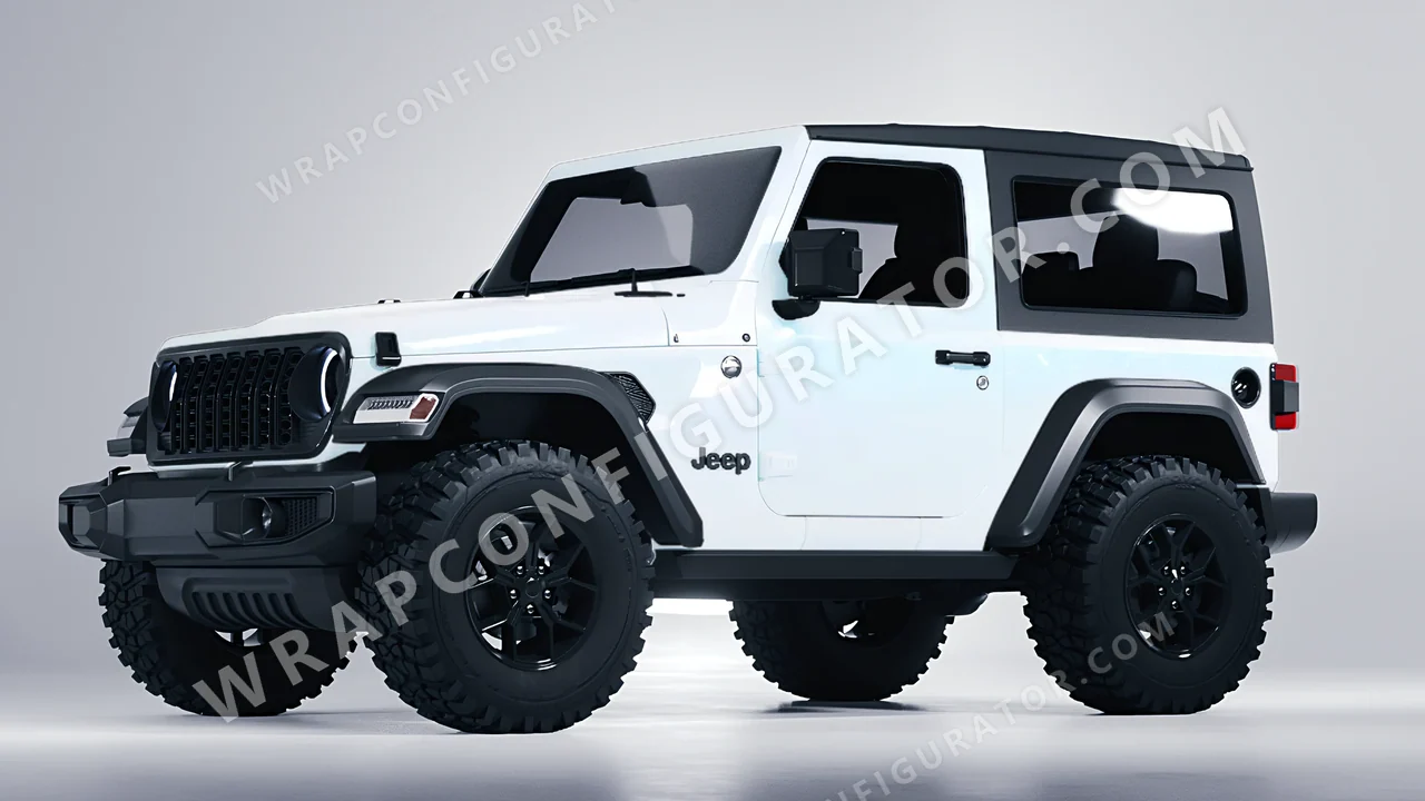 White Jeep Wrangler Willys 2024 wrapped in KPMF Matt Pacific Blue White Starlight K75576