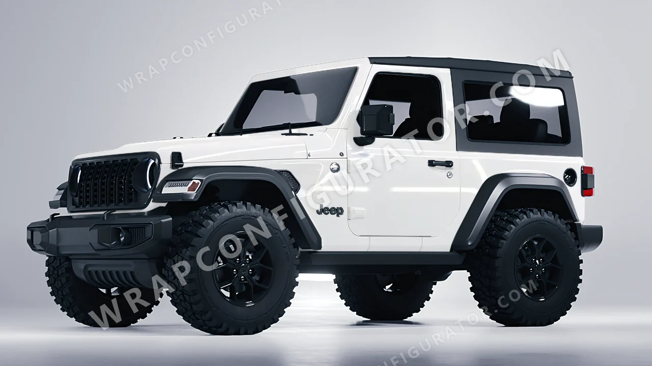 White Jeep Wrangler Willys 2024 wrapped in KPMF White K88011