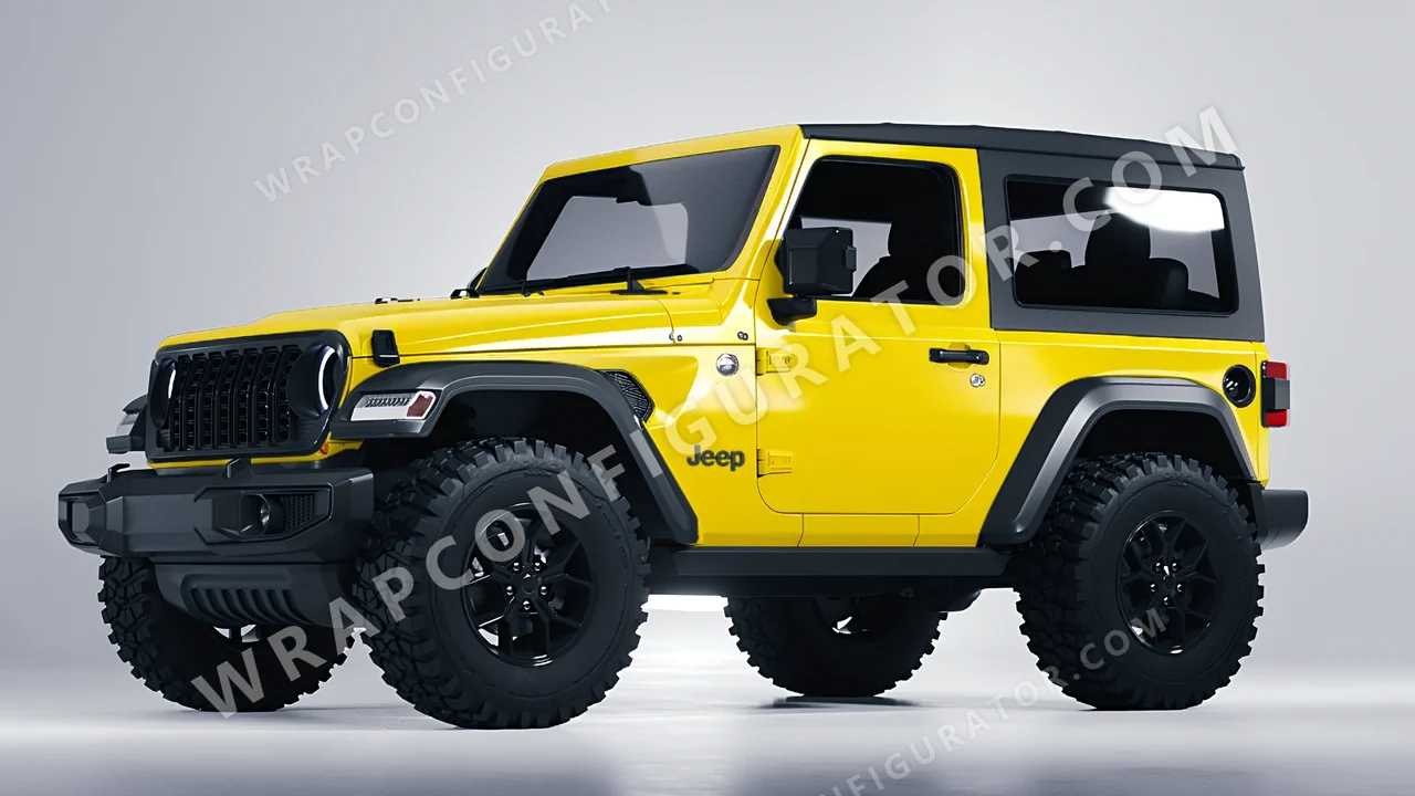 Yellow Jeep Wrangler Willys 2024 wrapped in 3M Gloss Bright Yellow G15