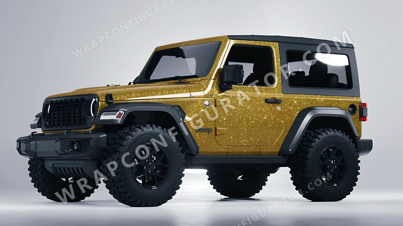 Yellow Jeep Wrangler Willys 2024 wrapped in Avery Dennison Amber SW900-221-D