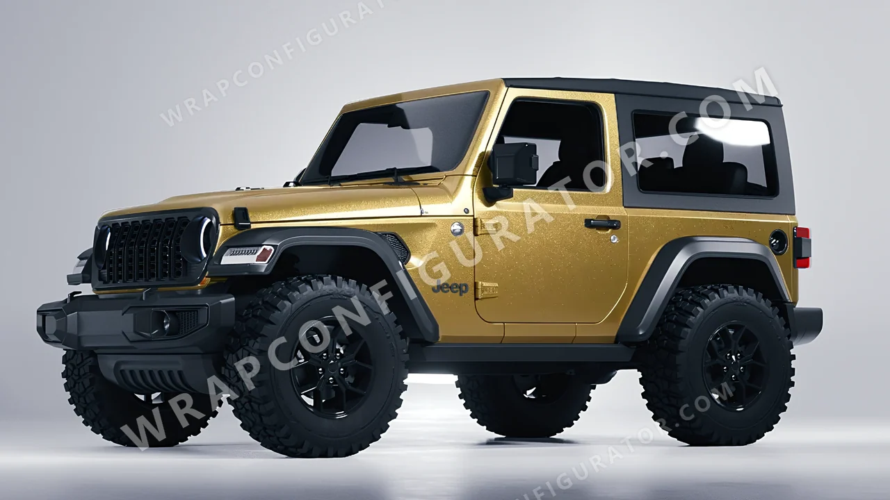 Yellow Jeep Wrangler Willys 2024 wrapped in Avery Dennison Gold SW900-215-M