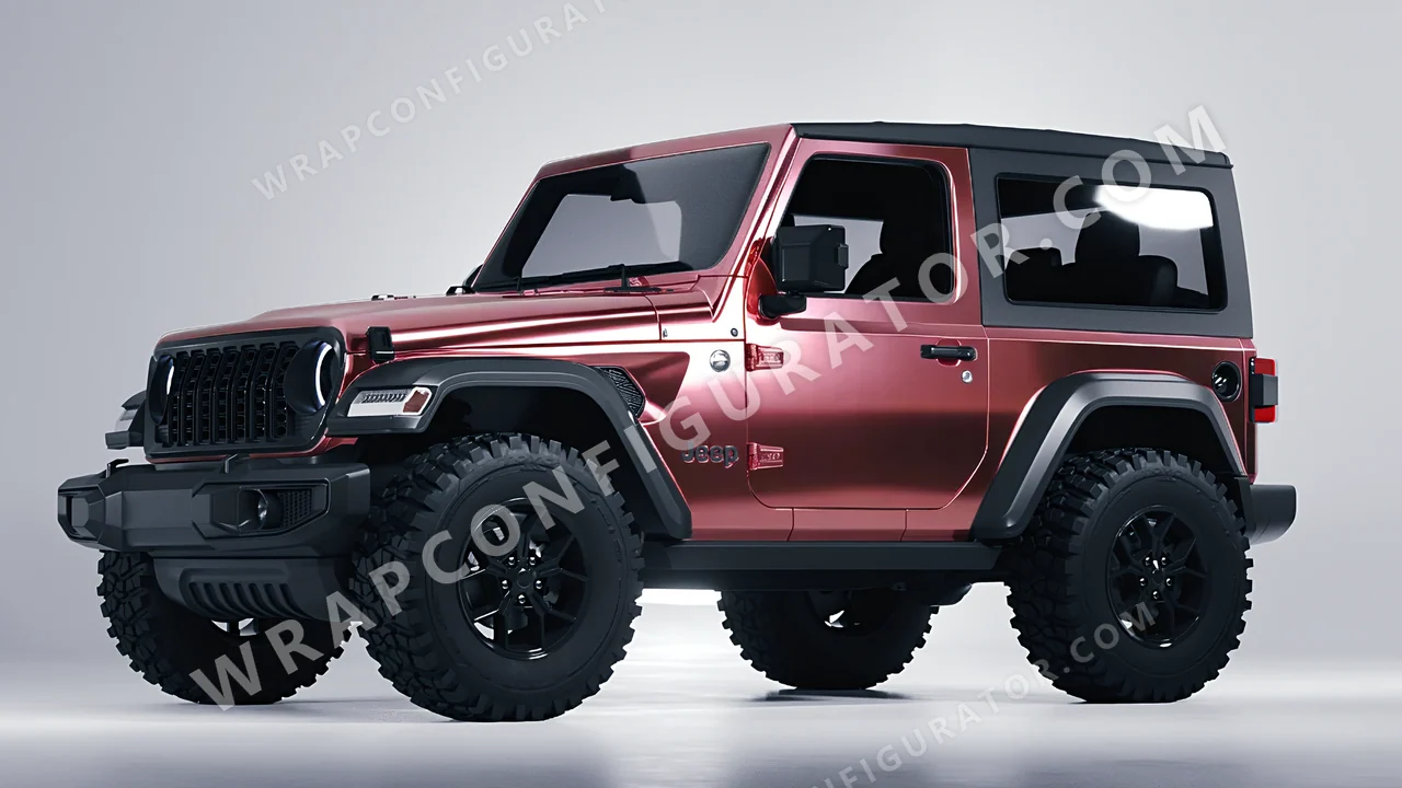 Yellow Jeep Wrangler Willys 2024 wrapped in Avery Dennison Rose Gold SF100-211-S