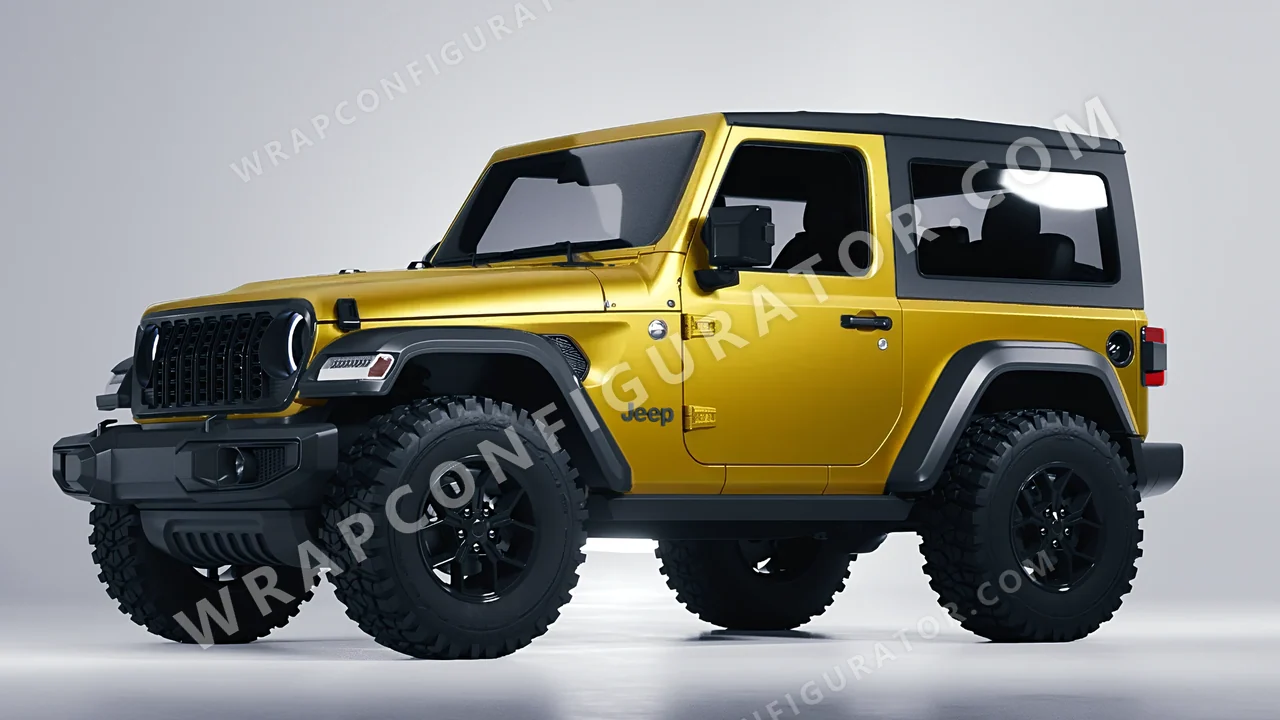 Yellow Jeep Wrangler Willys 2024 wrapped in Avery Dennison Satin Energetic Yellow SW900-261-S