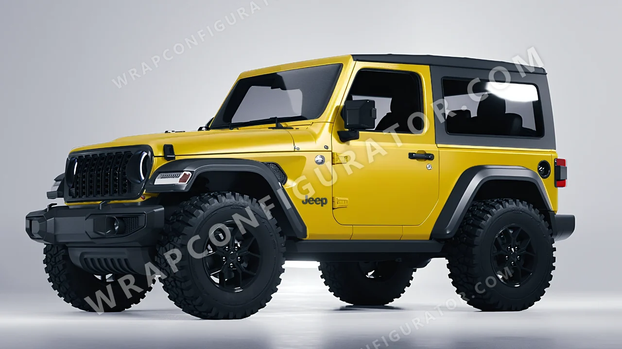 Yellow Jeep Wrangler Willys 2024 wrapped in Avery Dennison Yellow SW900-224-O
