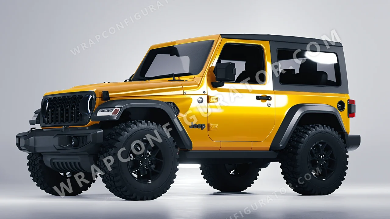 Yellow Jeep Wrangler Willys 2024 wrapped in Colourshield PPF by HyperPro Amber Yellow HGF78-P