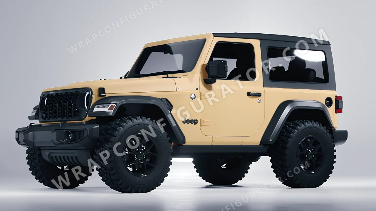 Yellow Jeep Wrangler Willys 2024 wrapped in Colourshield PPF by HyperPro AMG Desert Yellow SMF53-P