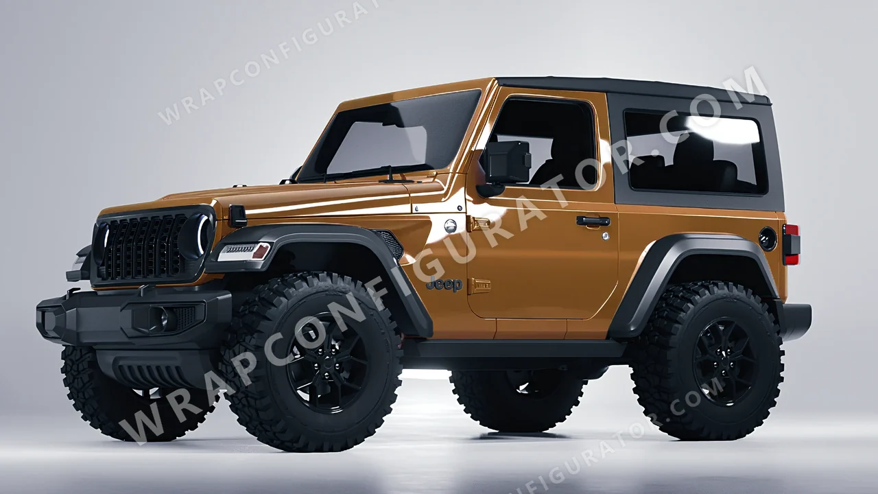 Yellow Jeep Wrangler Willys 2024 wrapped in Colourshield PPF by HyperPro Deep Desert Yellow HGF46D-P