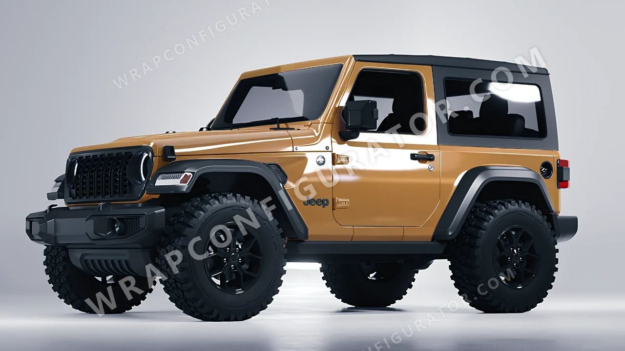 Yellow Jeep Wrangler Willys 2024 wrapped in Colourshield PPF by HyperPro Desert Yellow HGF46-P