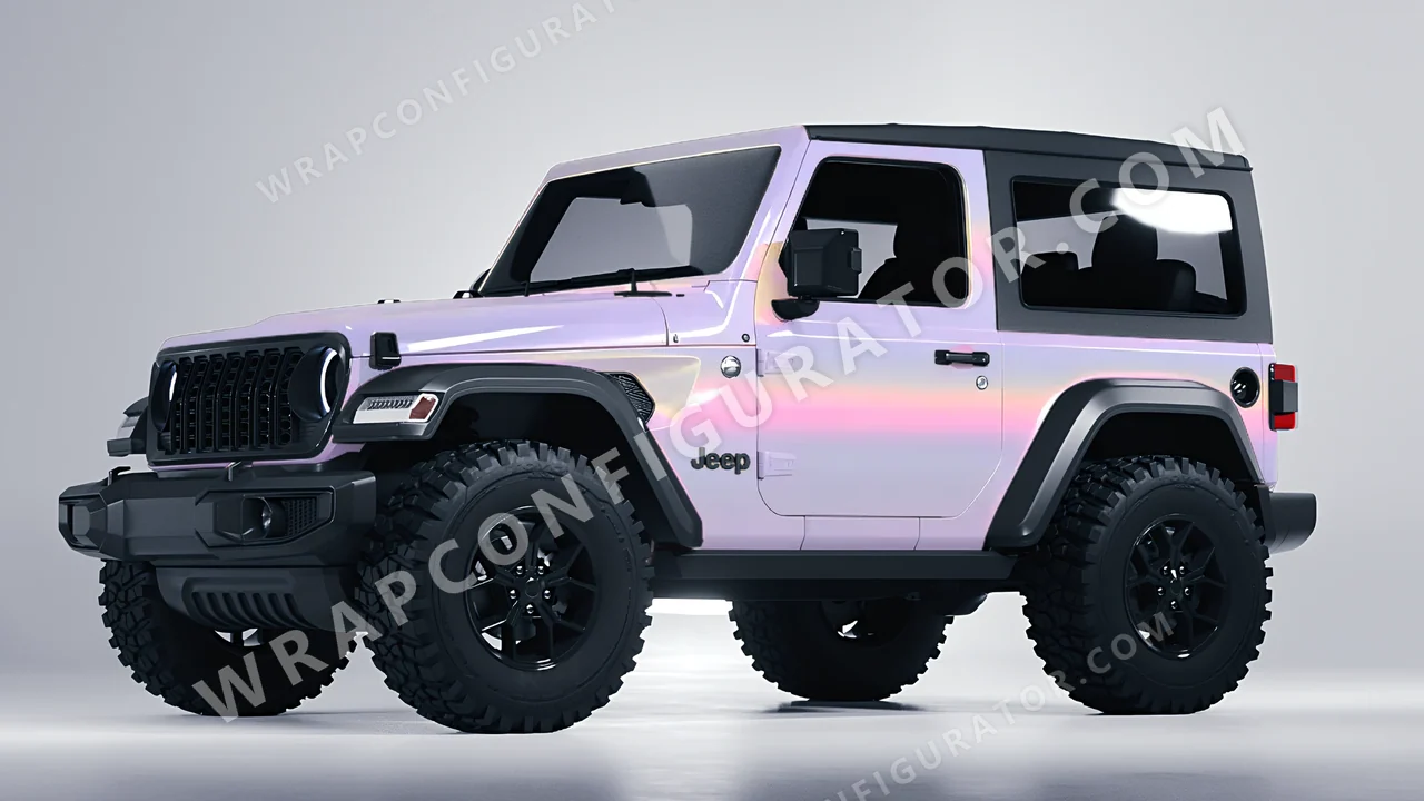 Yellow Jeep Wrangler Willys 2024 wrapped in Colourshield PPF by HyperPro Purple/Pink/Gold CGM20-P