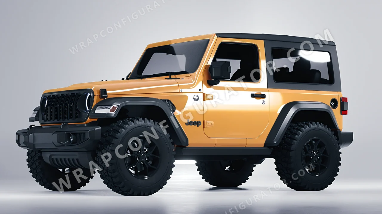 Yellow Jeep Wrangler Willys 2024 wrapped in Colourshield PPF by HyperPro Sand Yellow HGF51-P