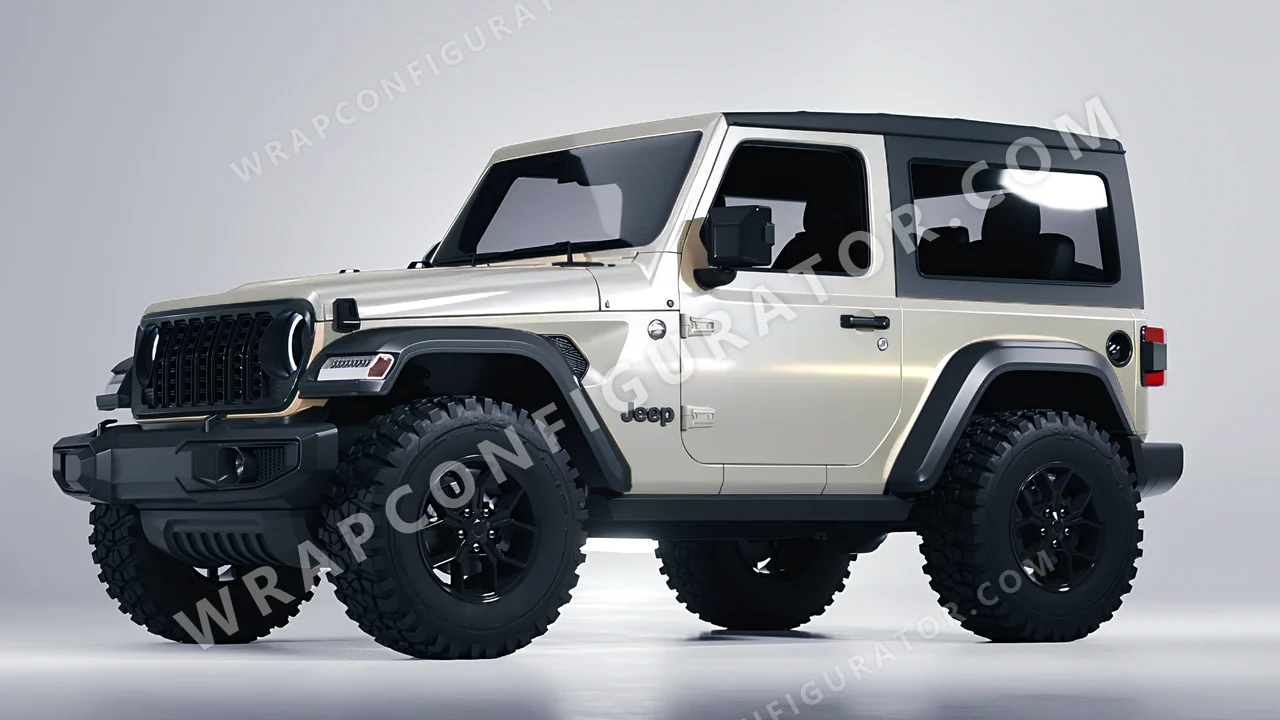 Yellow Jeep Wrangler Willys 2024 wrapped in Inozetek Dynamic PPF Silica Brass DPPF906