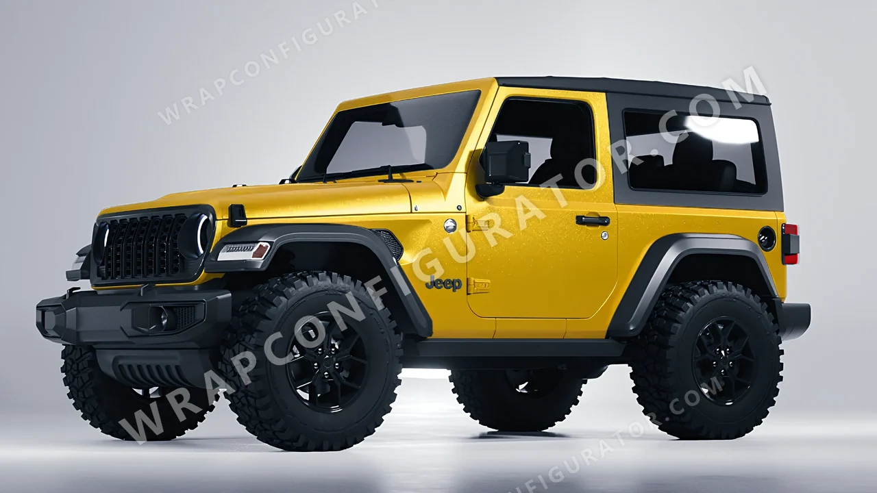 Yellow Jeep Wrangler Willys 2024 wrapped in KPMF Matt Sonic Yellow K75538