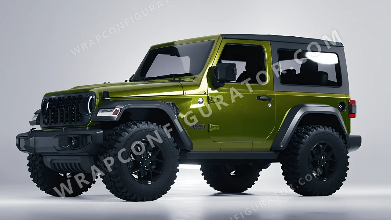 Yellow Jeep Wrangler Willys 2024 wrapped in KPMF Verde Solaris K75439