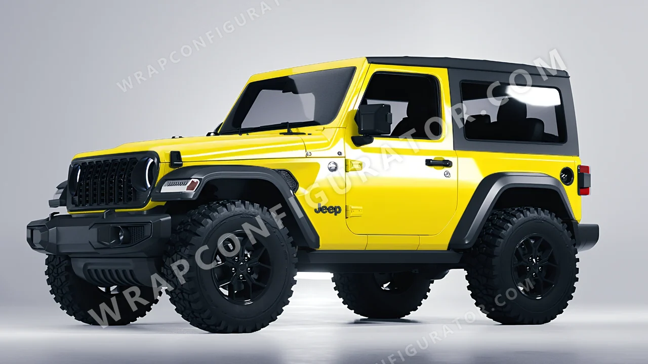 Yellow Jeep Wrangler Willys 2024 wrapped in ORACAL Canary Yellow 970RA-235G