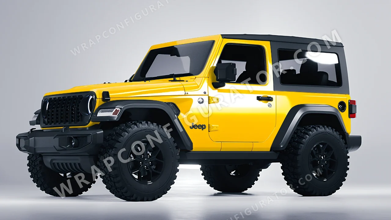 Yellow Jeep Wrangler Willys 2024 wrapped in ORACAL Cargo Yellow 970RA-256G