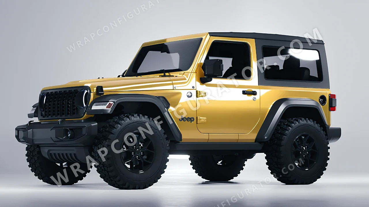 Yellow Jeep Wrangler Willys 2024 wrapped in ORACAL Divine Gold 970RA-995G