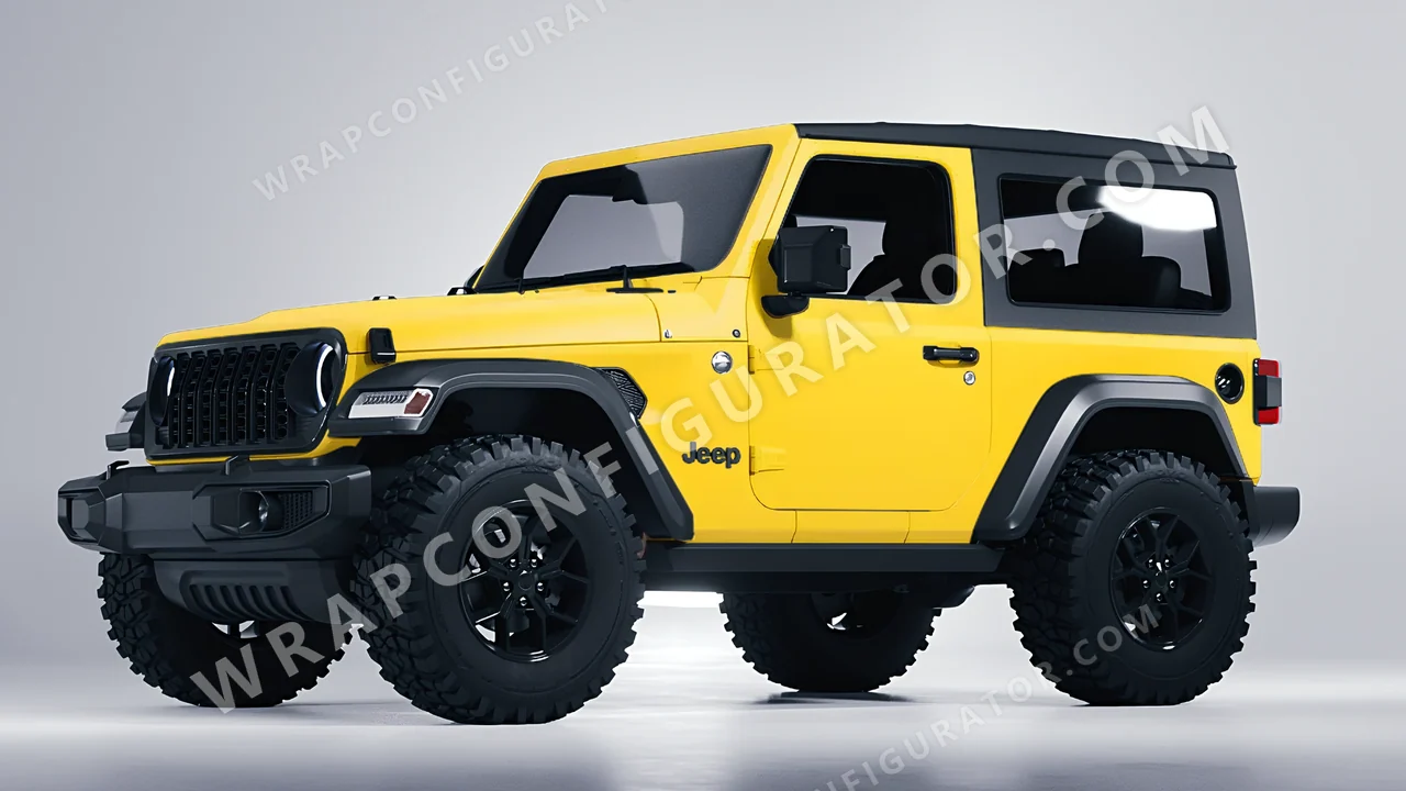Yellow Jeep Wrangler Willys 2024 wrapped in ORACAL Maize Yellow 970RA-209M