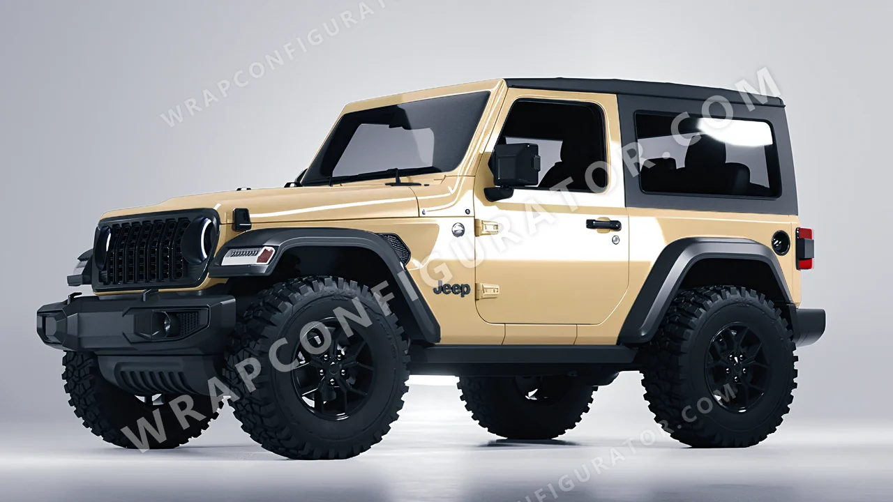 Yellow Jeep Wrangler Willys 2024 wrapped in ORACAL Papyrus 970RA-816G