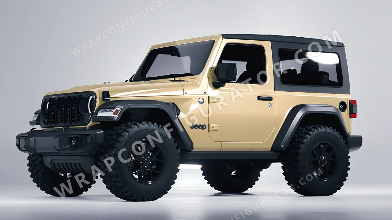 Yellow Jeep Wrangler Willys 2024 wrapped in ORACAL Pyrite 970RA-926G