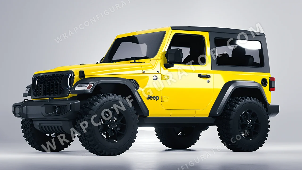 Yellow Jeep Wrangler Willys 2024 wrapped in ORACAL Traffic Yellow 970RA-216G
