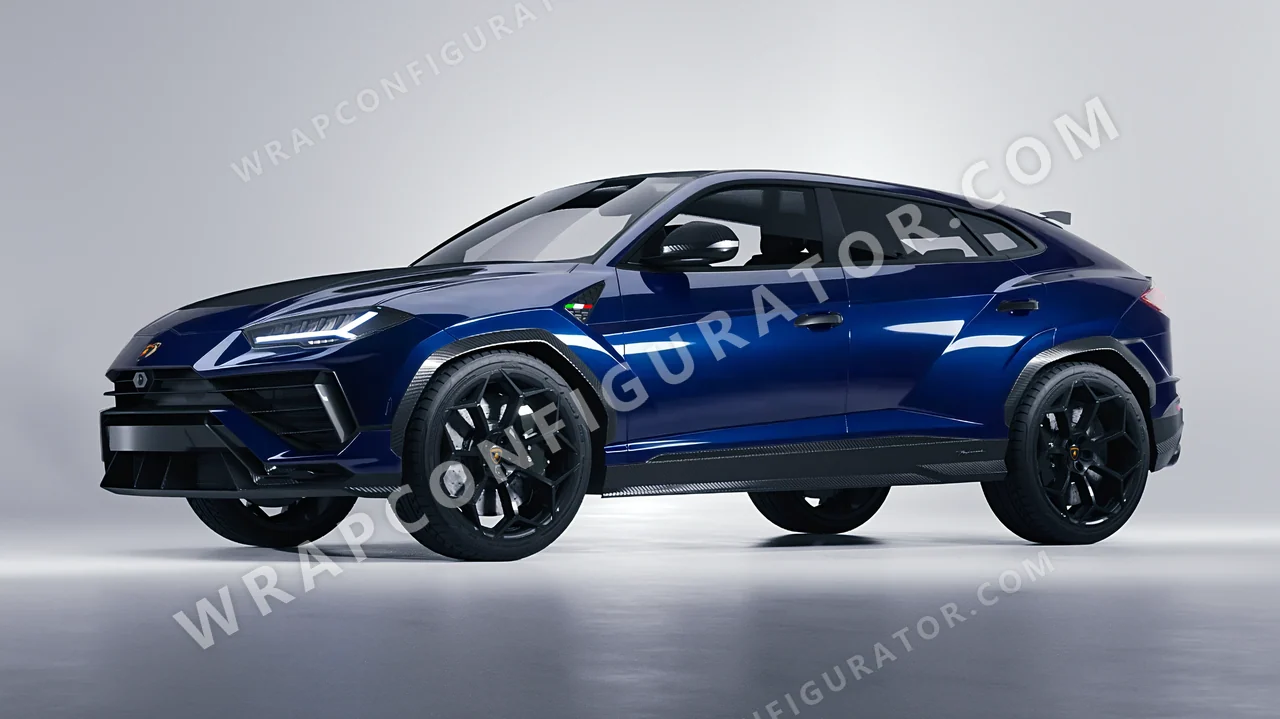 Black Lamborghini Urus Performante 2024 wrapped in 3M Gloss Midnight Blue GP272