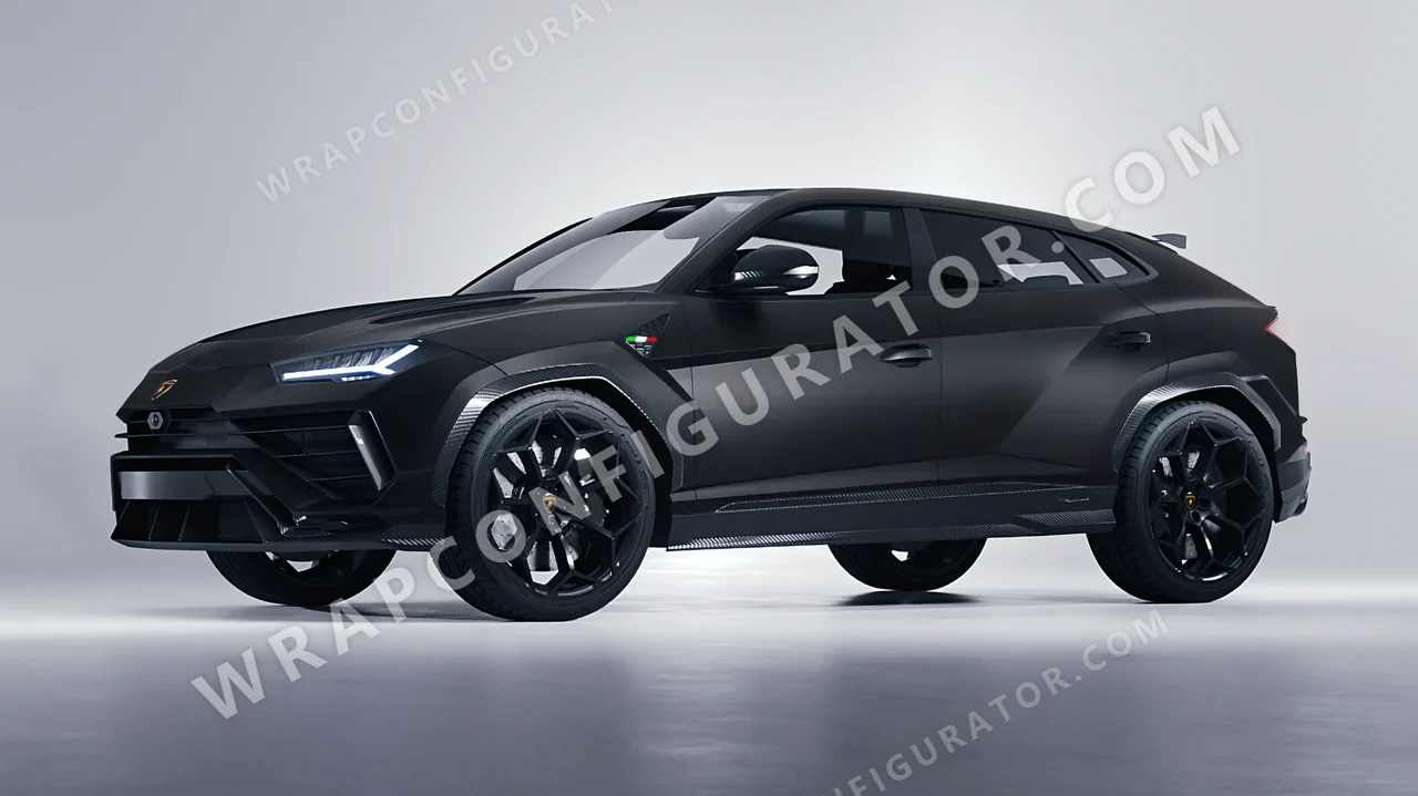 Black Lamborghini Urus Performante 2024 wrapped in 3M Matte Black M12