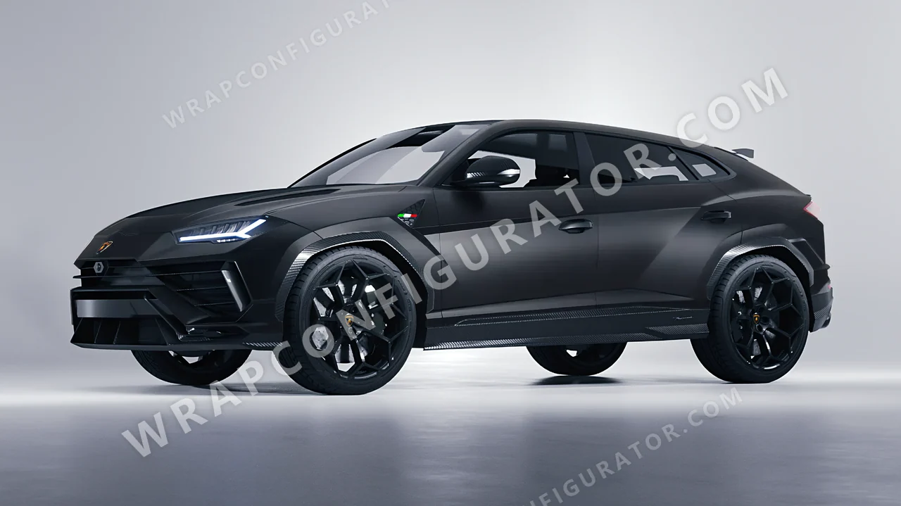 Black Lamborghini Urus Performante 2024 wrapped in 3M Matte Black Metallic M212