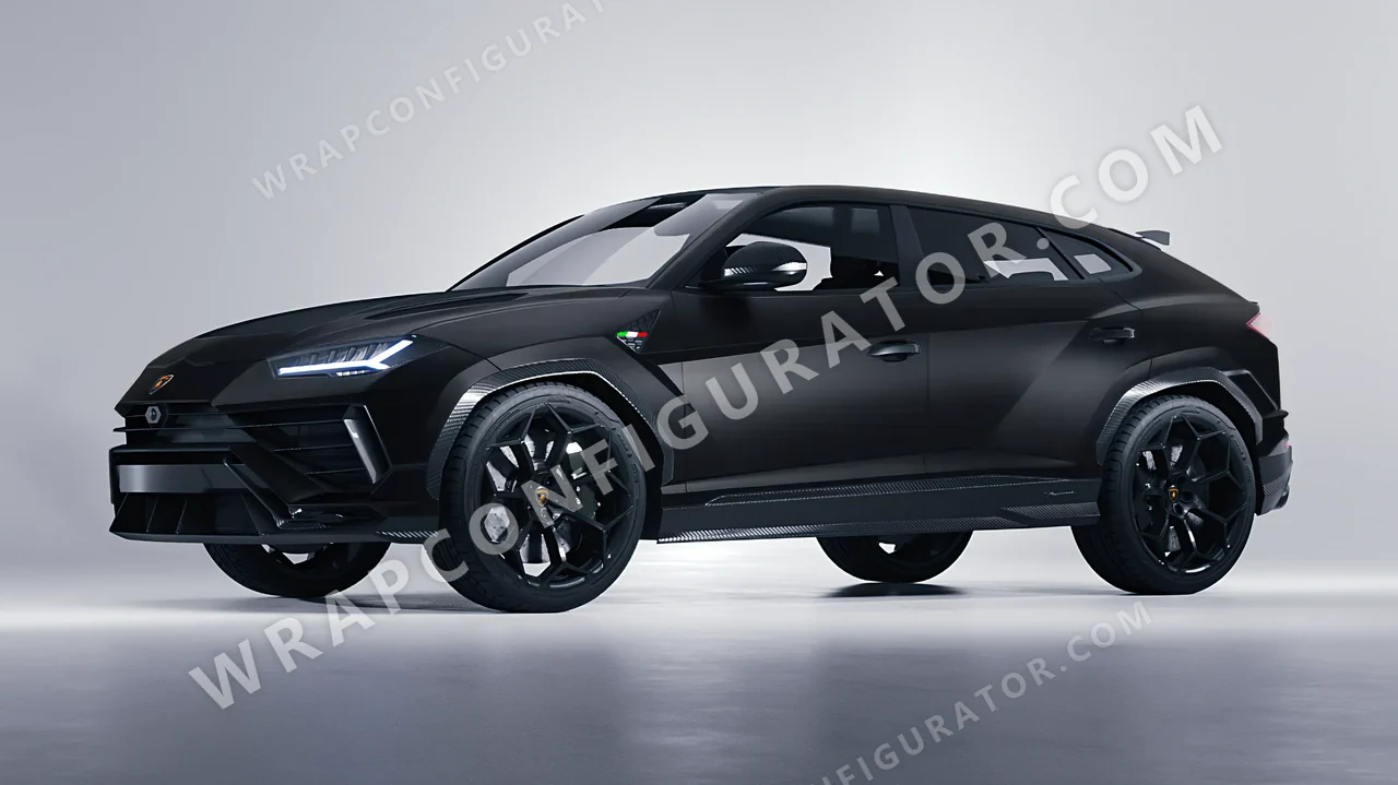 Black Lamborghini Urus Performante 2024 wrapped in 3M Matte Deep Black M22